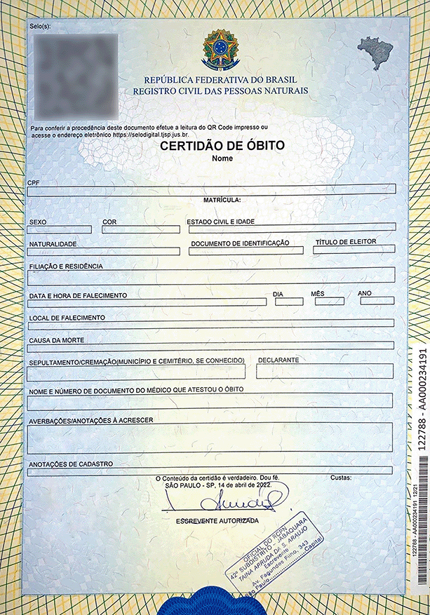 Certidão de Óbito