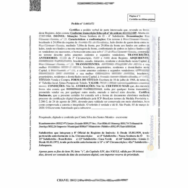 Certidão Negativa de Alienação Fiduciária